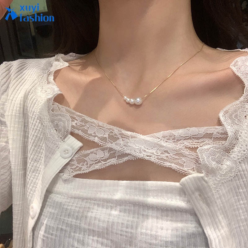 Kalung Emas Rantai Choker Mutiara Barok Vintage Untuk Aksesoris Perhiasan Wanita