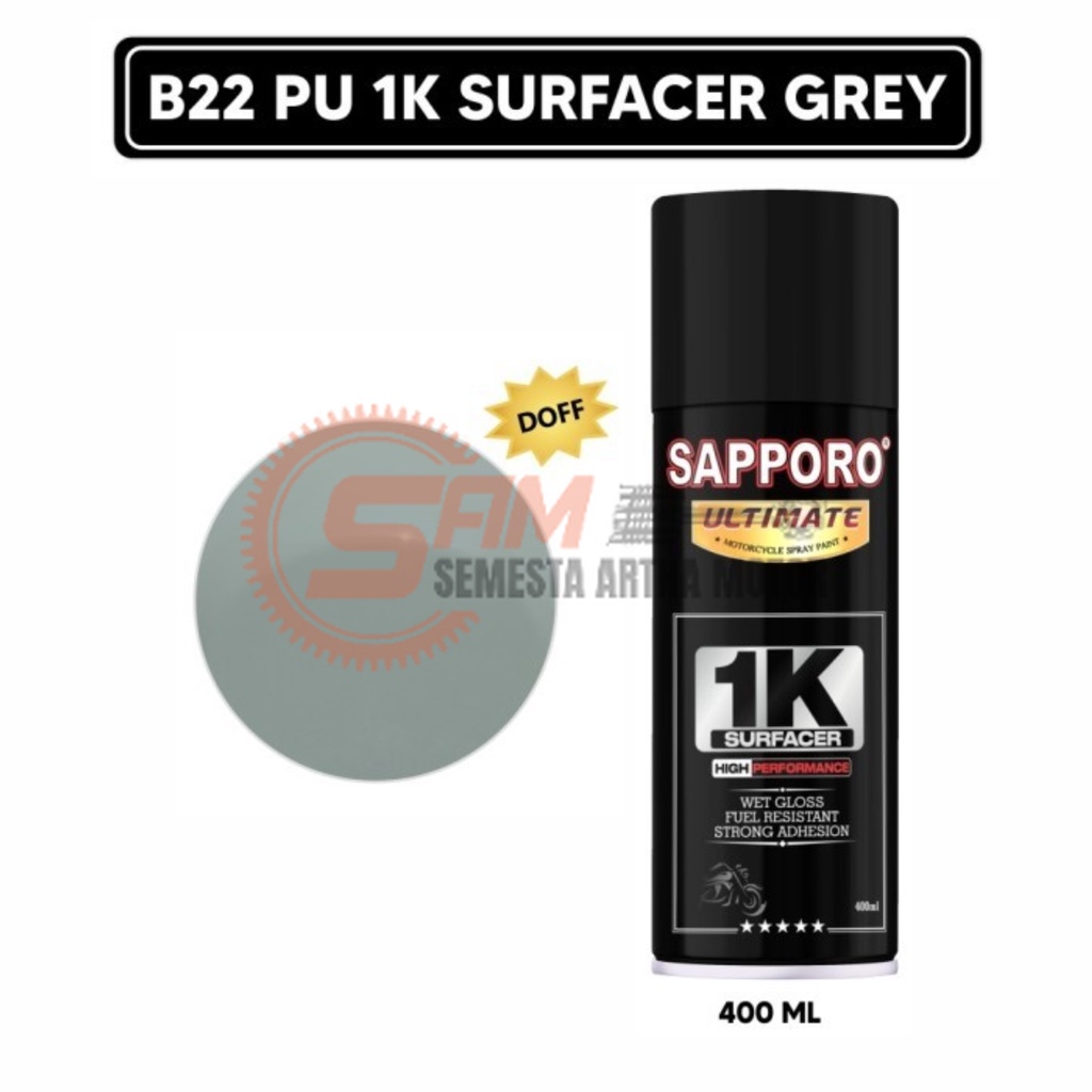

Pilox Sapporo Ultimate Surfacer Grey B22 PU 1K Cat Semprot 400ml Pilok Aerosol Spray