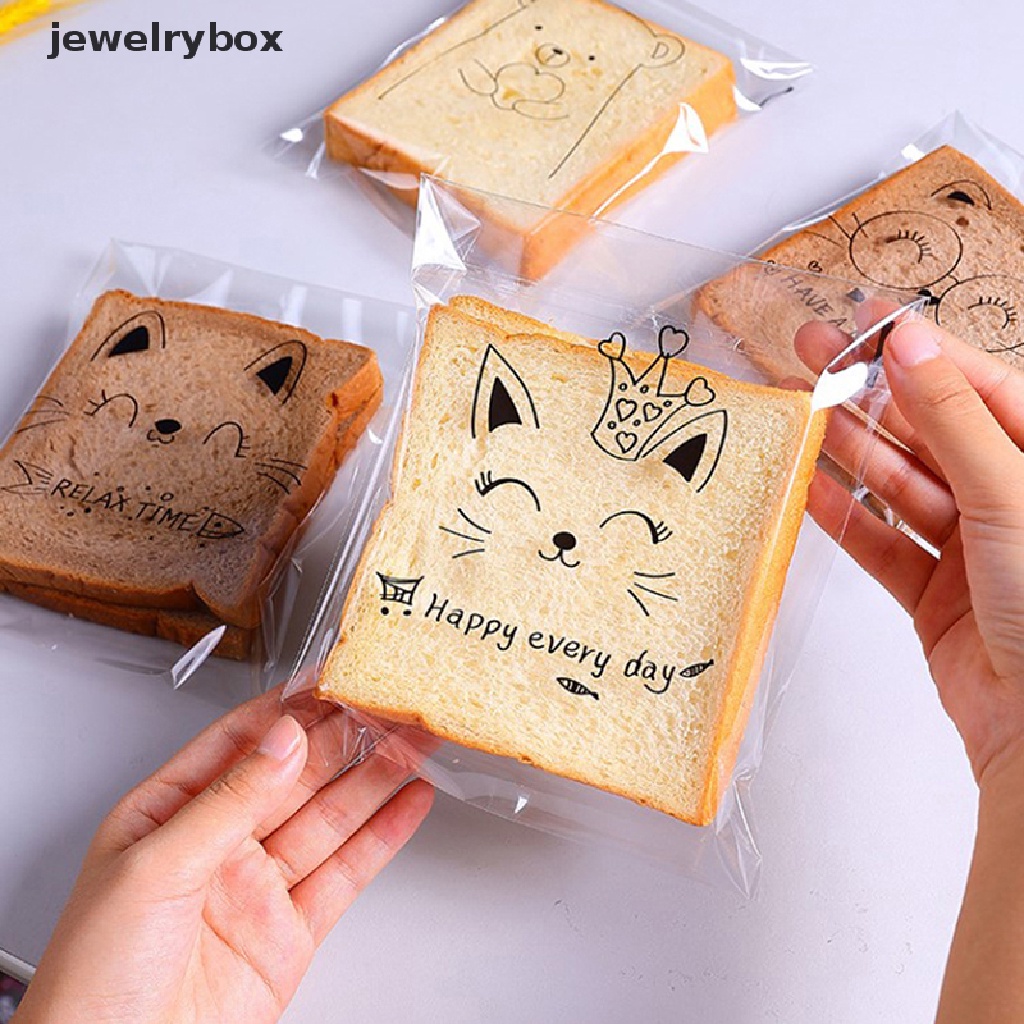 [jewelrybox] 100pcs Kantong Roti Kartun Self Adhensive Packaging Bags Sandwich Bags Untuk Butik Anak