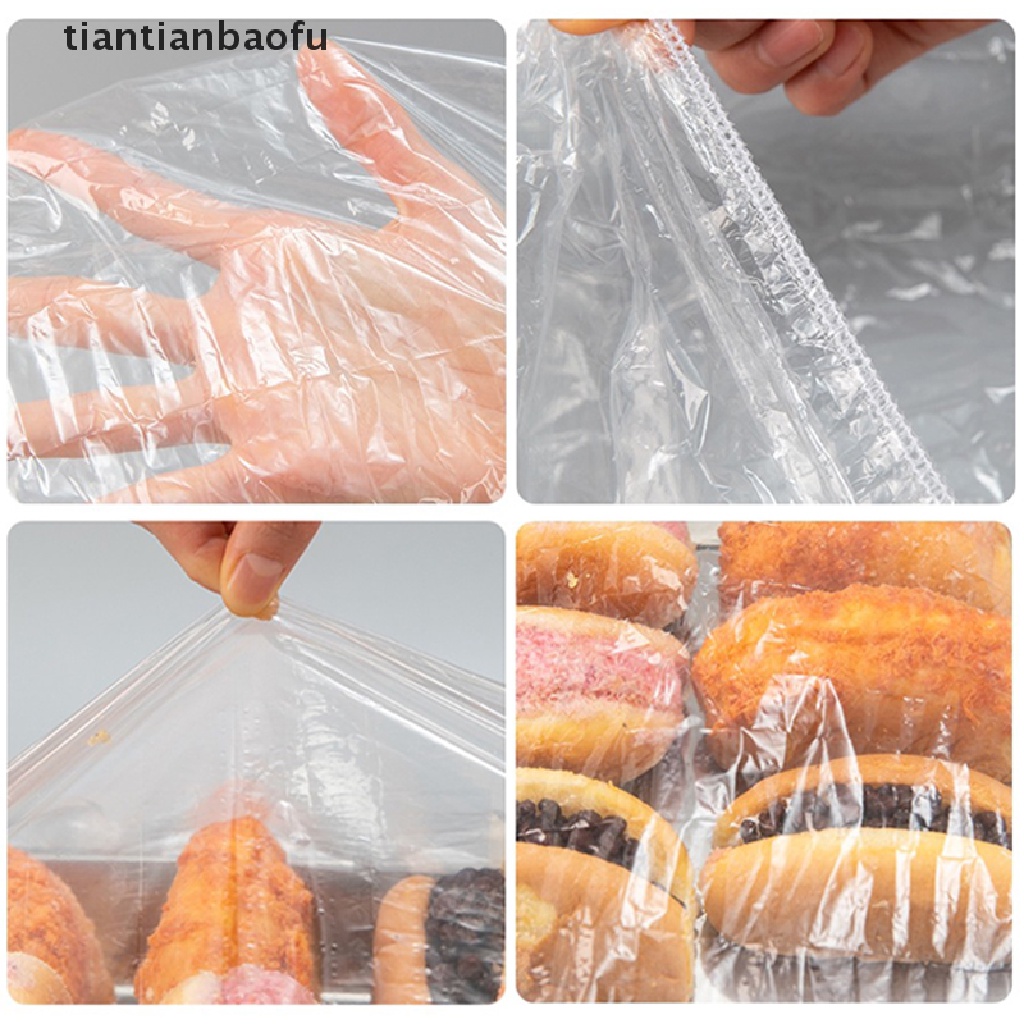 [tiantianbaofu] 10pcs 20-70cm Penutup Makanan Sekali Pakai Bungkus Plastik Elastis Tutup Dapur Mangkok Butik