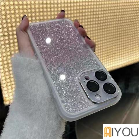 IPHONE Bling Glitter Warna Gradasi Casing Ponsel Untuk Iphone14Plus11 12 13 14 Pro Max Lensa Mewah Warna Permen Shockproof Soft TPU Cover