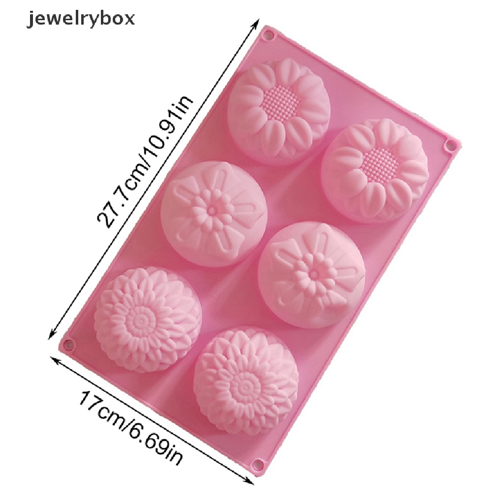 [jewelrybox] 1pc 6rongga 3berbeda Bentuk Bunga Dan Tanaman Cetakan Kue Coklat Silikon Butik