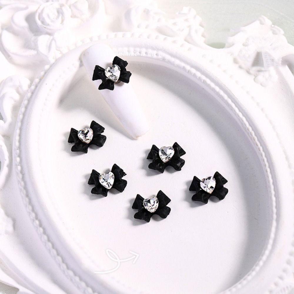 Mxbeauty Pesona Kuku Pink Hitam Alloy Rhinestones Hitam Putih Dekorasi Nail Art