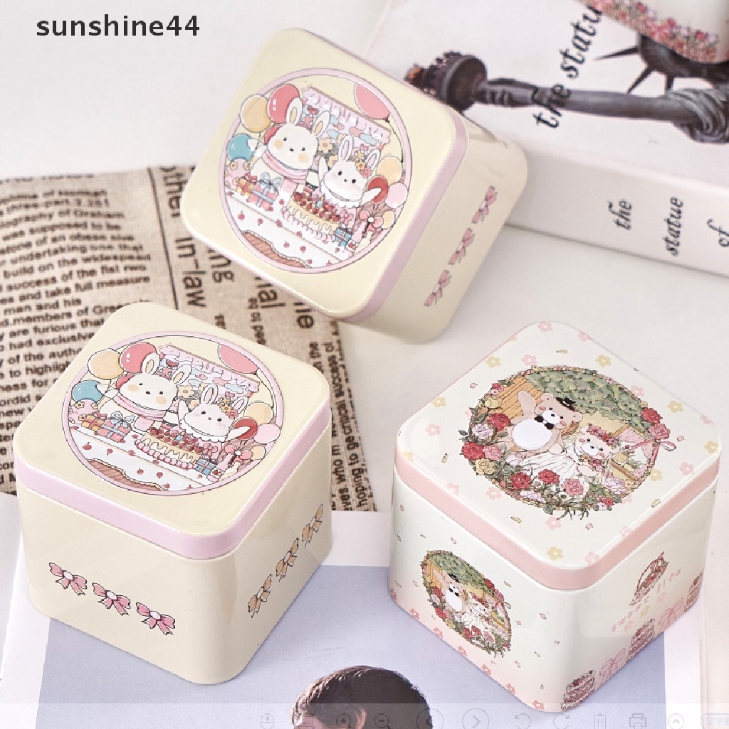 Sunshine Candy Box Motif Kartun Beruang Kelinci Bagus Sealing Vintage Easter Cookie Tins ID