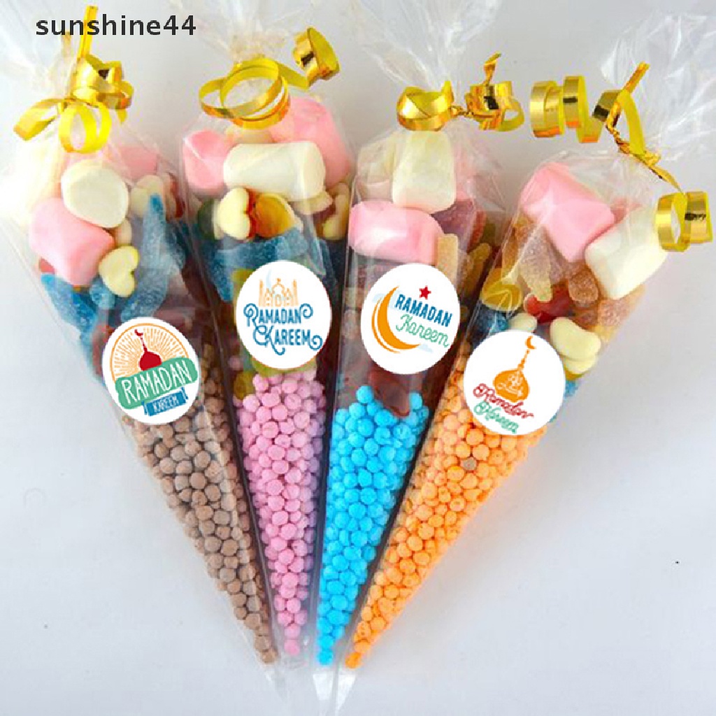 Sunshine 90pcs Sticker Bulat Eid Mubarak Gift Dessert Sealed Label Untuk Islam Muslim Lebaran ID