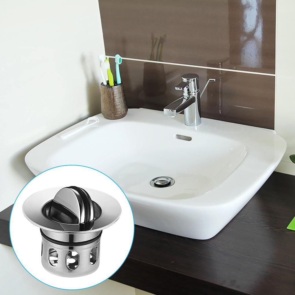 1pc Saringan Saluran Air Wastafel Cuci Kamar Mandi Dapur Stainless Steel Bounce Drain Filter Wash Basin Bathroom Hair Catcher