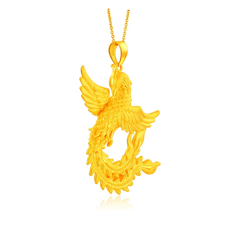 Goldkingdom Fashion Perhiasan Aksesoris Ready Stock Liontin Tebar Sayapnya Dan Terbang golden phoenix Kalung Luan Penari.