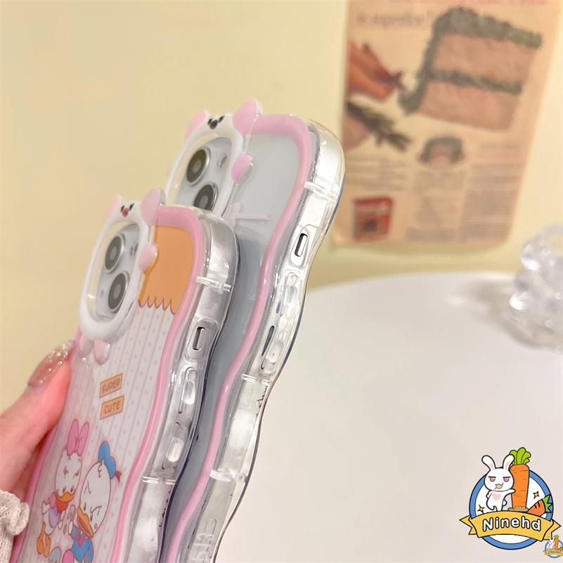 IPHONE Casing Kompatibel Untuk Iphone14 13 12 11 Pro Max X Xr Xs Max7 8 6 6s Plus SE Pasangan Kartun Bebek Casing Ponsel Lensa Monster Kecil Bening Soft Case Cover Shockproof Cover Pelindung