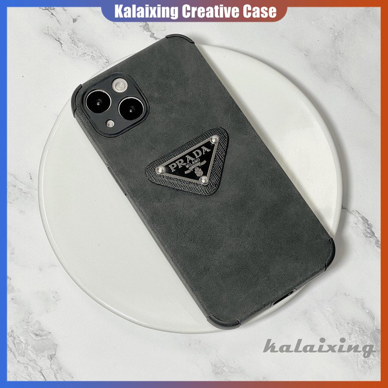 Casing Hp Prada Kulit Untuk iPhone 14 Pro Max14Plus13Mini12Mini11 Pro Max Xs Max Xr X Xs6 7 8 Plus Casing Skin Feel Black Back Cover