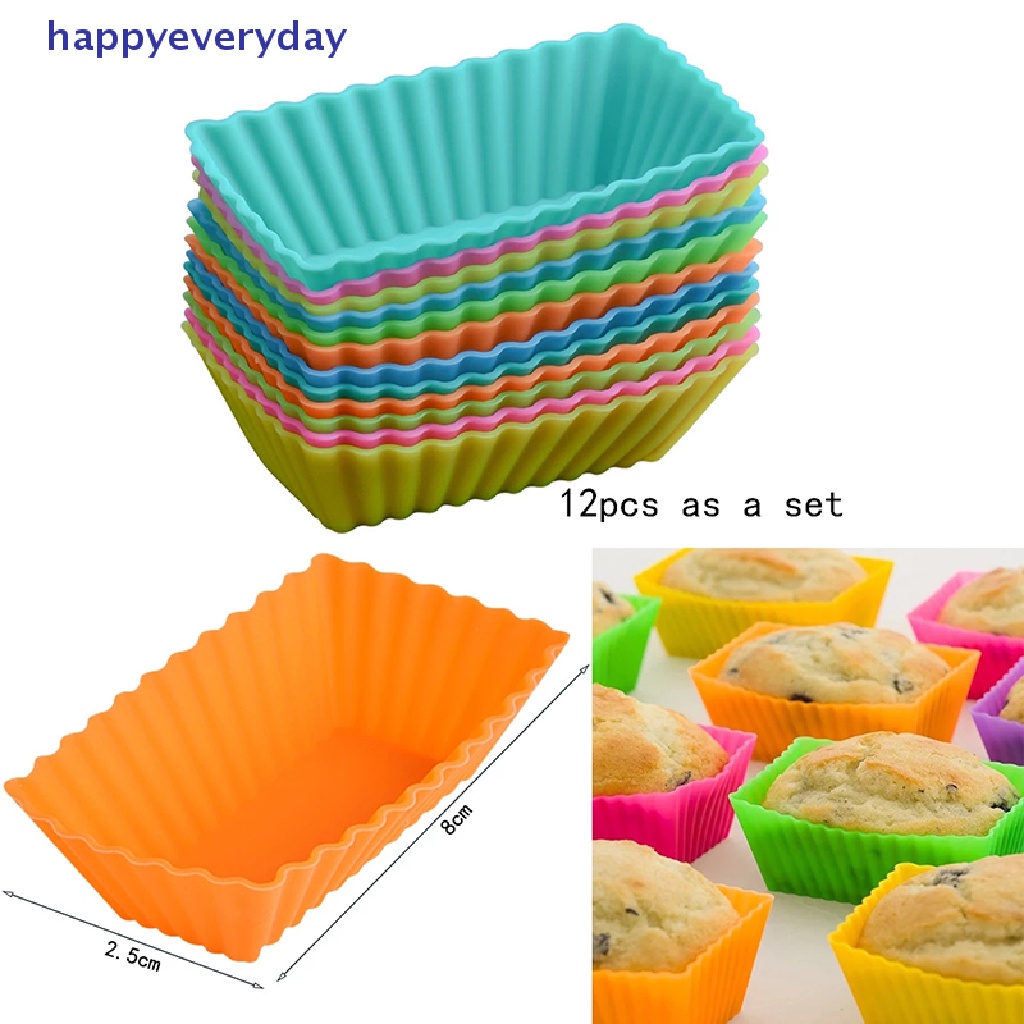 [happy] Silicone Reusable Cake Mold Jelly Cetakan Kue Cupcake Maker Alat Pastry Dapur [ID]