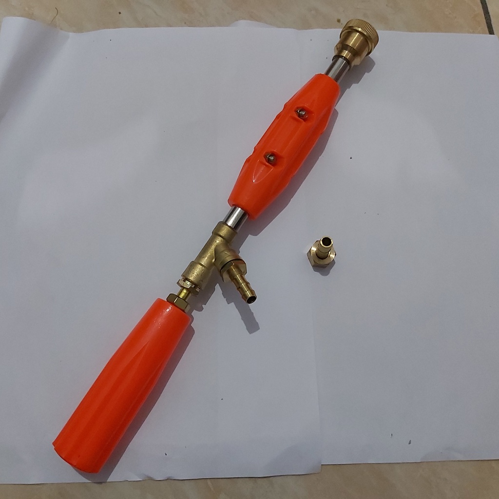 Semprotan Air Stik Sprayer Lurus 35 CM - Cuci Mobil Motor - Semprot Steam Jet Cleaner - Stik Sancin Orange Plus Nepel 1/4 Inch