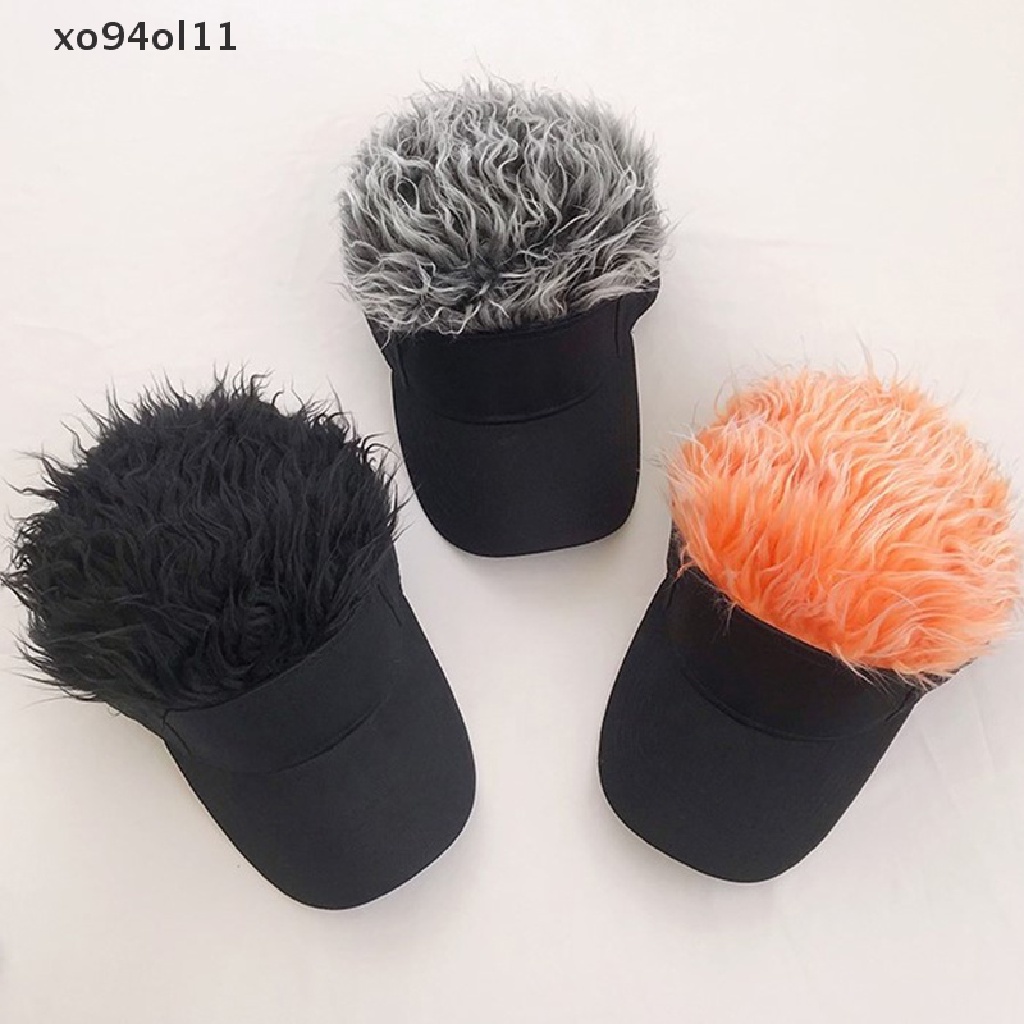 Xo 1pc Topi Baseball Rambut Flair Palsu Pelindung Matahari Menyenangkan Pesta Halloween Toupee Hat OL