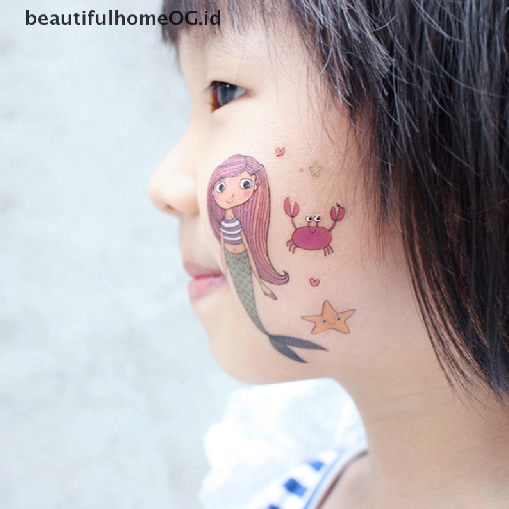 // Beauty// Tato Temporer Kartun Anak Mermaid Sticker Tato Palsu Tahan Air **