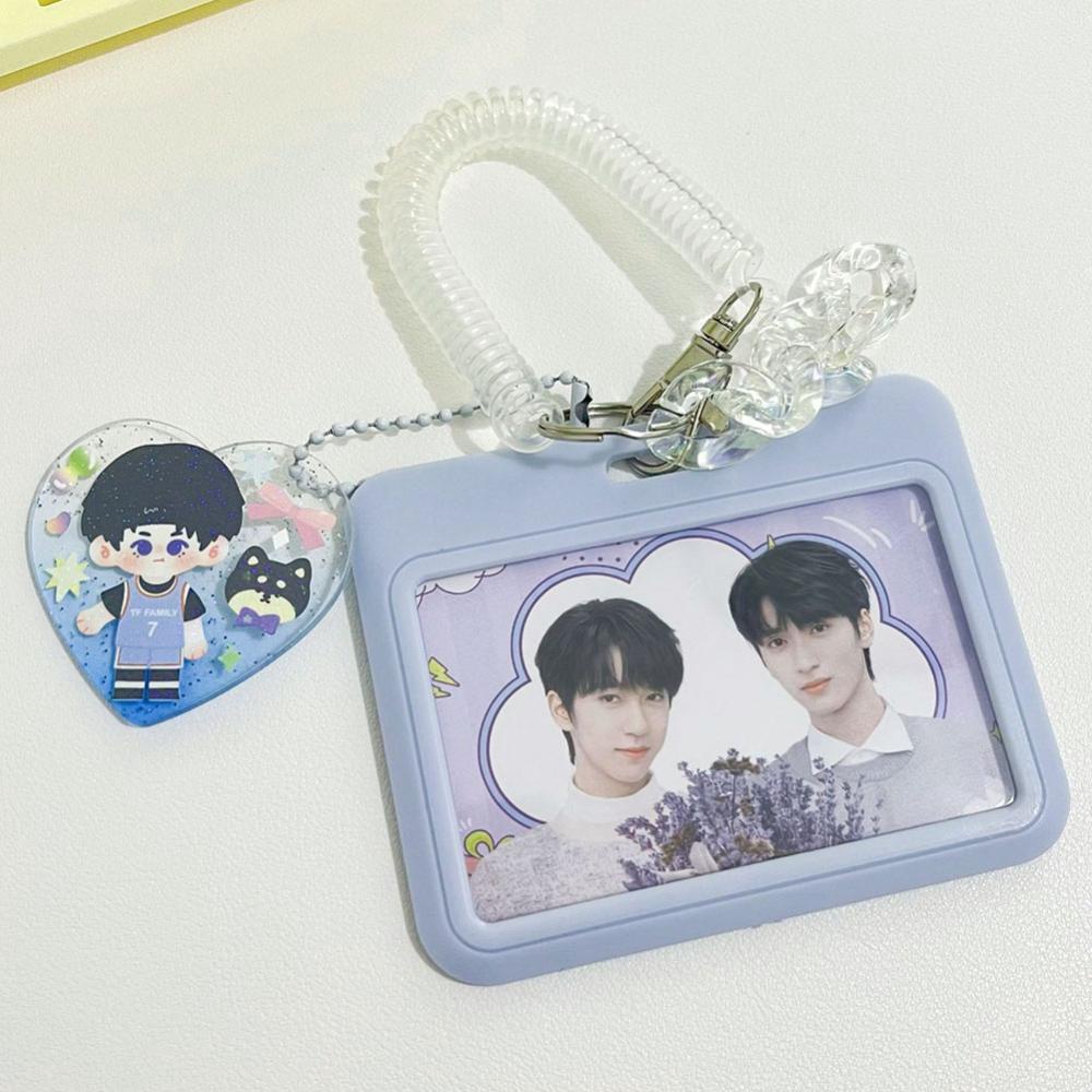 Timekey 3inch Kpop Photocard Holder Biru Akrilik Kredit ID Bank Card Tempat Display Foto Bus Subway Card Pelindung Case Liontin DGA1