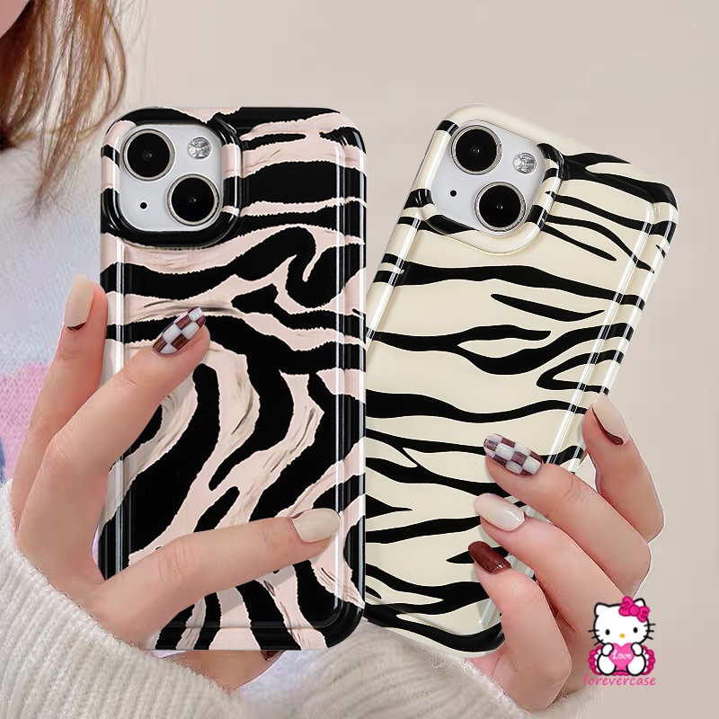 Art Irregular Stripe Zebra Pattern Case Oppo A17K A77s A12E A77 A12 A57 A16K A55 A54 A5s A16 A9 A17 A7 A95 A92 A3s A74 A5 A16E A15 A16s A53 A52 A1K A31 Airbag Tahan Guncangan Soft Cover