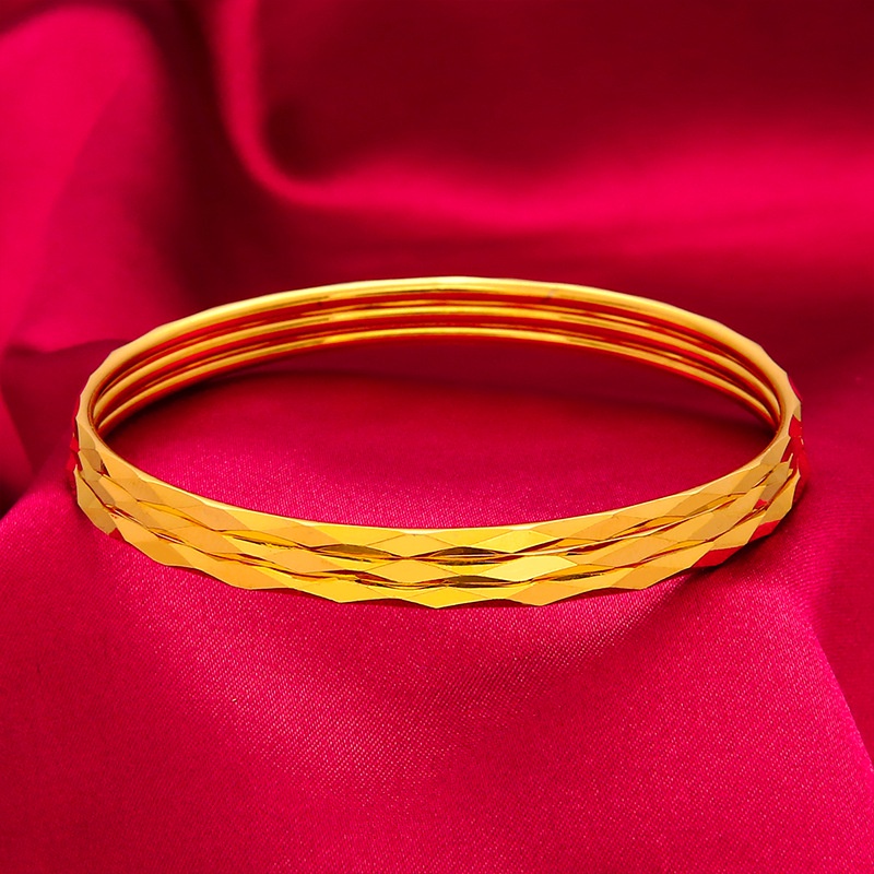 Goldkingdom Fashion Perhiasan 24K Bangkok Aksesoris Bintik Gelang Wanita Tipis Coil Berlian Minimalis Joker Berlapis Emas Gelang