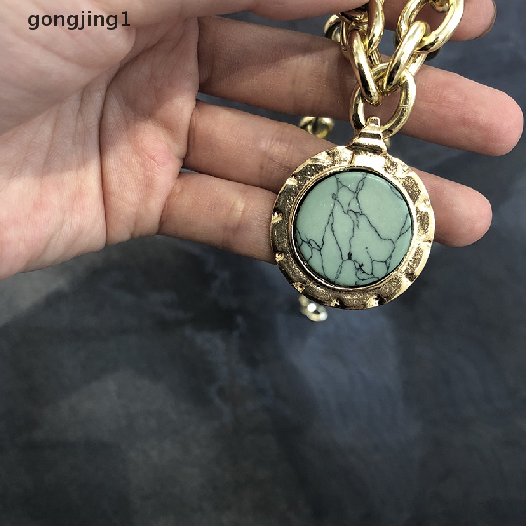 Ggg Vintage Wanita Rantai Batu Hijau Liontin Statement Choker Kalung Pesona Perhiasan ID