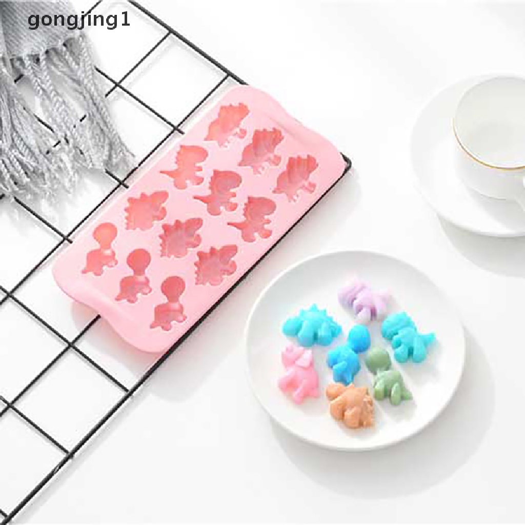 Ggg Cetakan Coklat Silikon DIY Cetakan Dinosaurus animal cake biscuit Mold Baking candy ID