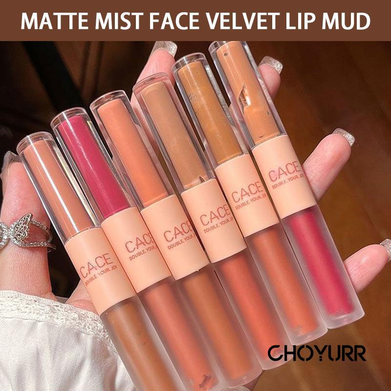 【COD】CACE 2 in 1 Matte + Glossy  Lipstick Lip Mud Lip Cream Lip Gloss Dua Sisi Matte Lipstick Glossy Tahan Lama-CH