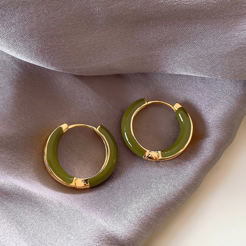 Anting Hoop Drip Glaze Elegan Prancis Cahaya Mewah Desain High-End Anting Hoop Polos