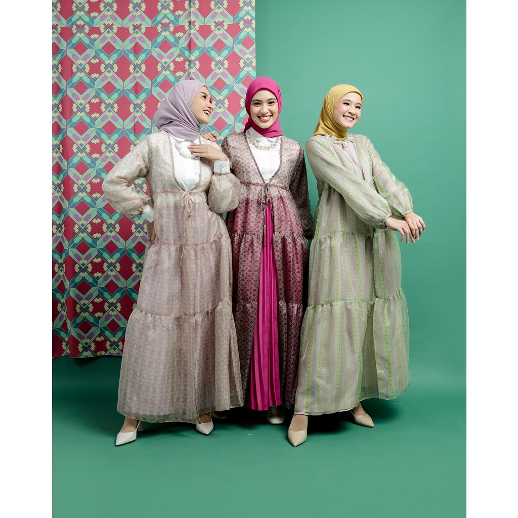 Gala Outer - 3 Warna | Zysku Xena | Luaran Panjang Organza Print Motif Semi Formal