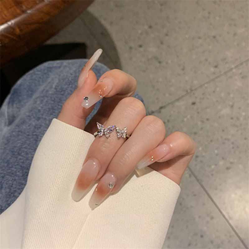 Gaya Jepang Korea Baru Sederhana Manis Kupu-Kupu Berlian Imitasi Temperamen Cincin Terbuka Elegan