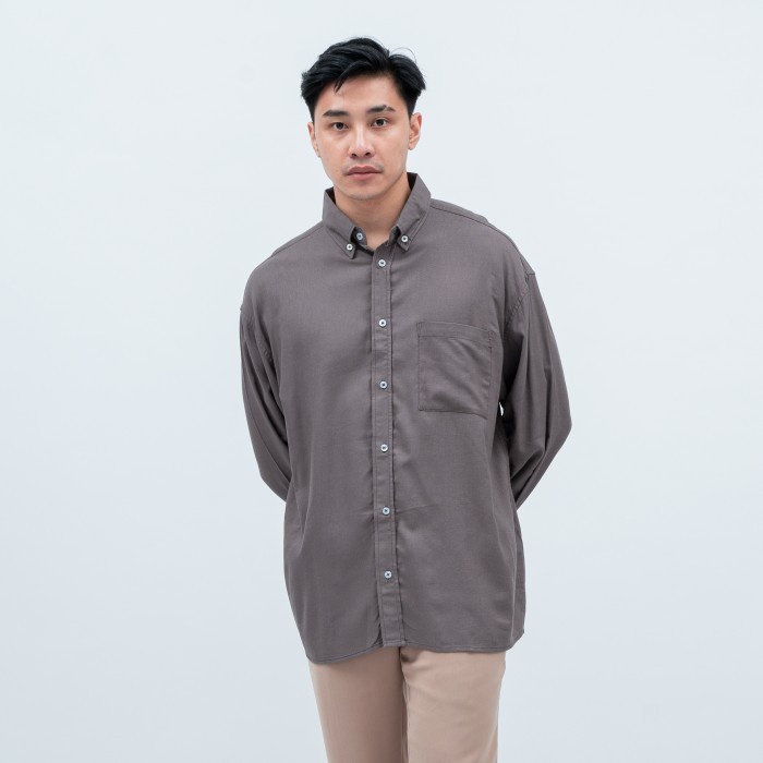 [BIG SIZE] Houseofcuff Kemeja Pria Oversize Linen Unisex Abu Tua