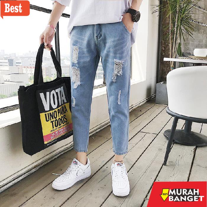 riped jeans terbaru- Celana jins pria celann jeans pria sobek celana panjang jeans robek jeans pria 