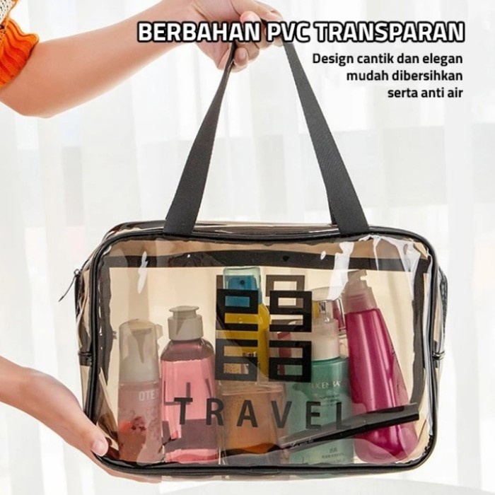 CHIARO TAS KOSMETIK TRANSPARAN POUCH KOSMETIK TRAVEL BAG BENING WATERPROOF / TAS PERALATAN MANDI