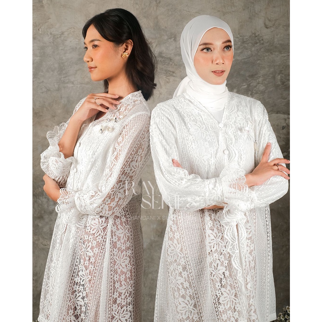 chandani.id • SAKANTI Brukat Putih Tulang | Outer Putih Tulang | Ready to Wear | Kebaya Wisuda Kondangan bridesmaid lamaran | outer kondangan | kebaya wisuda. outer brokat. by chandani