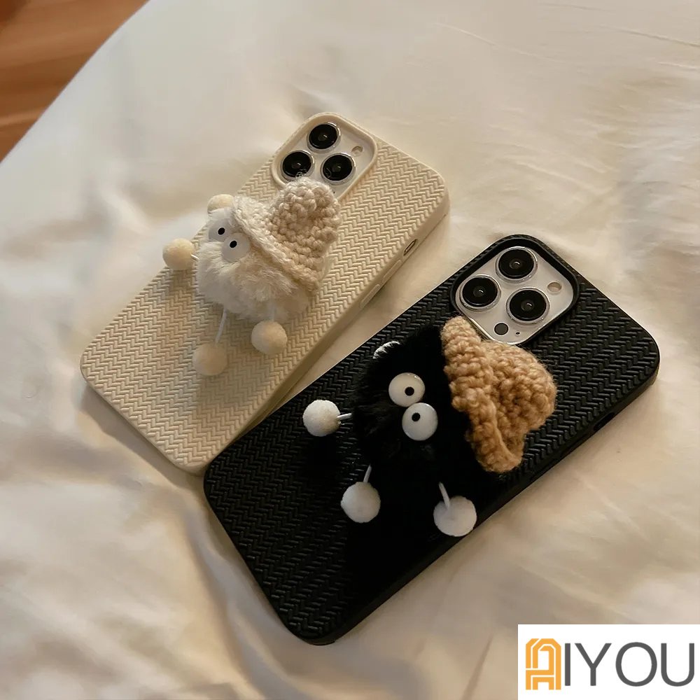 IPHONE Cute 3D Plush Briket Boneka Sweater Tekstur Casing Ponsel Untuk Iphone14 12 13 11 Pro ProMax Plus X XR Xsmax Shockproof Soft Cover