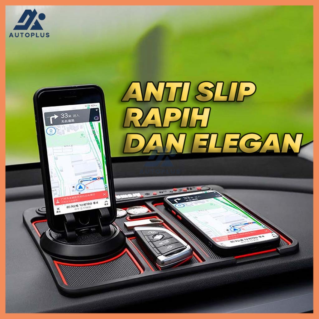 AutoPlus Phone Holder Mat Alas Mobil Dashboard Anti Slip Tatakan Mobil Organizer Mobil Holder HP Tem
