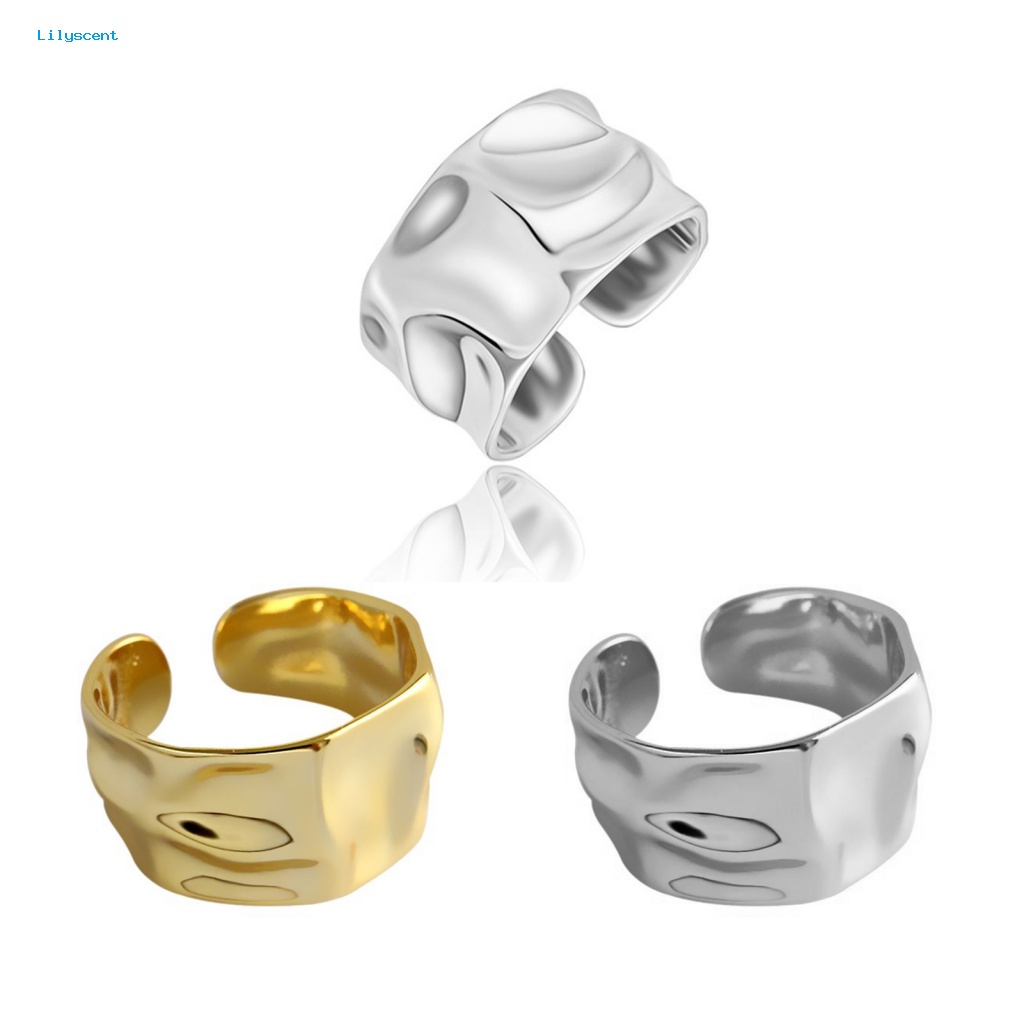 Lilyscent Unfading Knuckle Ring Women Gift Wanita Kreatif Geometris Lebar Cincin Kepribadian