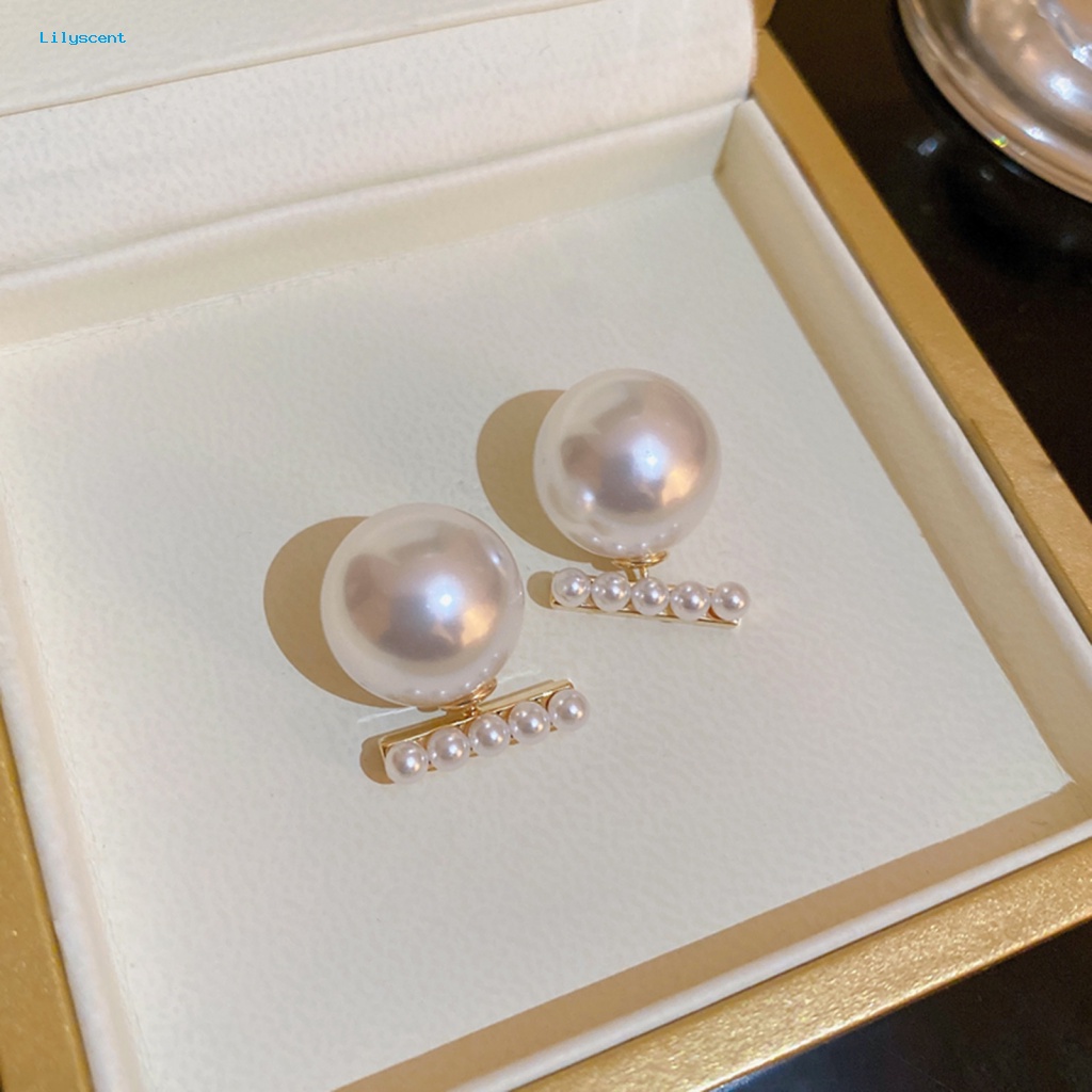 Lilyscent 1pasang Pesona Tahan Pudar Anting Perhiasan Aksesori Hypoallergenic Mutiara Imitasi Stud Earrings Eye-catching