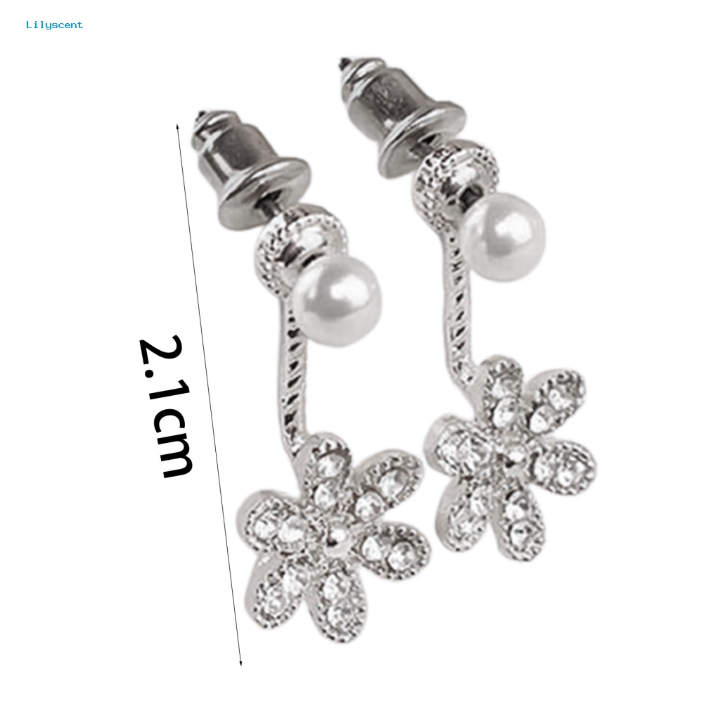 Anting Stud Bentuk Bunga Lilyscent Untuk Travel Flower Faux Pearl Stud Earrings Indah