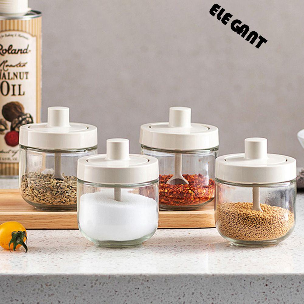 [Elegan] Spice Jar BBQ Bening Dengan Sendok Alat Bumbu Perlengkapan Dapur Garam Toples Botol Bumbu