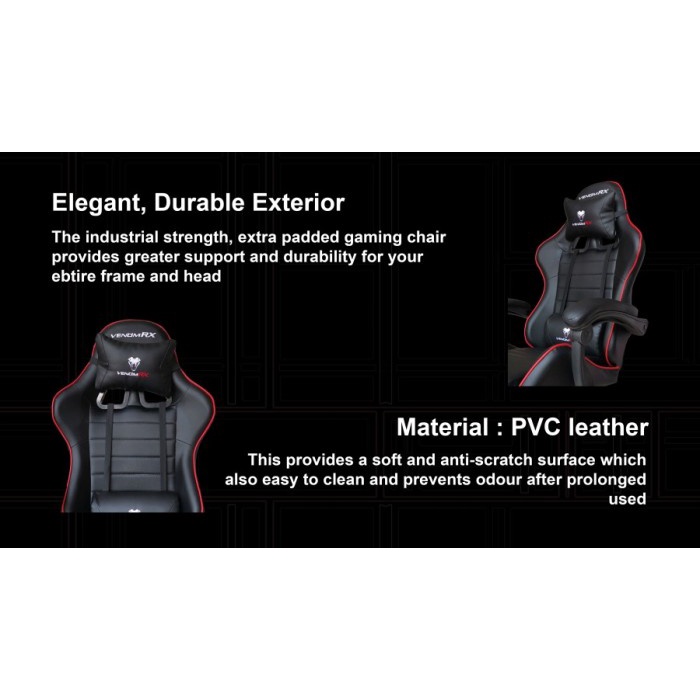 Kursi Gaming VenomRX Wagner Black Gaming Chair Venom RX Wagner