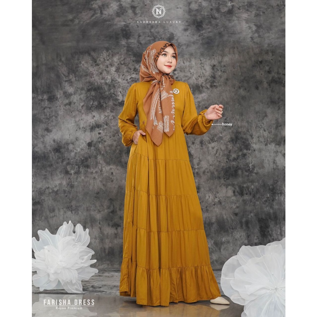 Farisha Dress by Nadheera Luxury | Dress Terbaru Nadheera | Gamis Polos Nadheera
