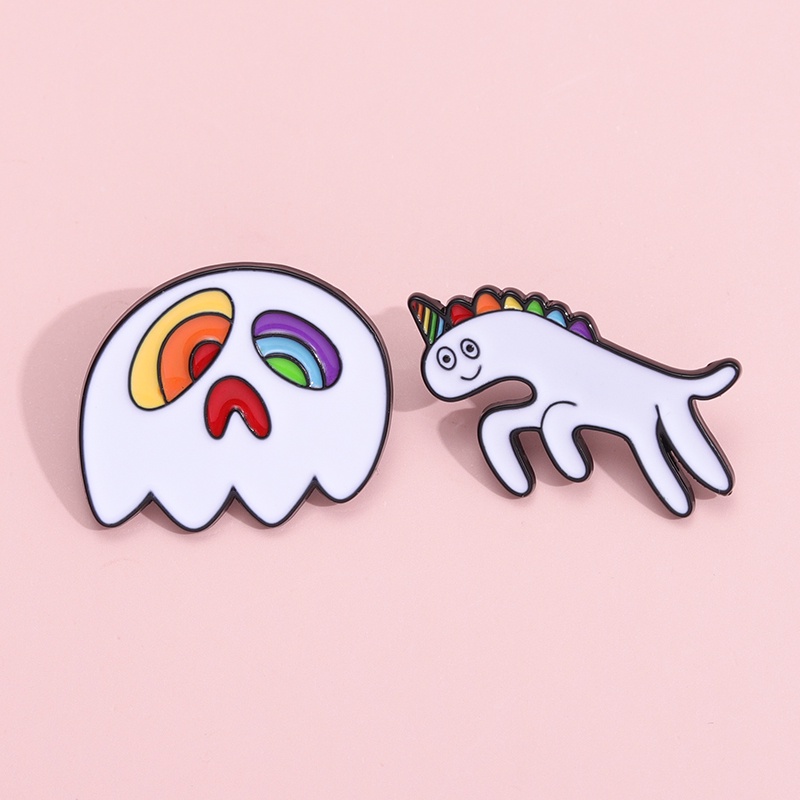 Pin Enamel Unicorn Pelangi Lucu Lucu Hantu Sederhana Bros Lencana Kerah Pin Kartun Perhiasan Aksesori Hadiah Untuk Teman