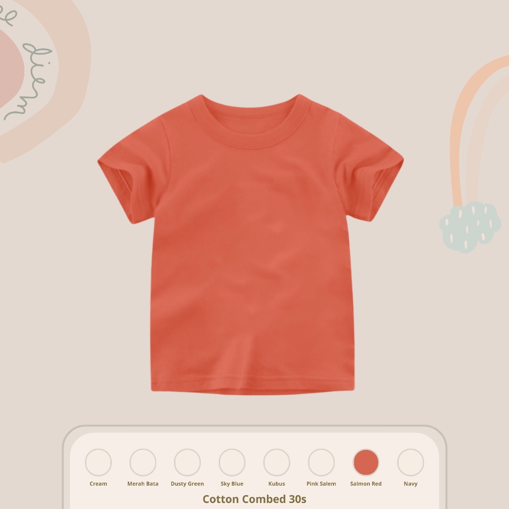 Kaos polos anak| pakaian anak laki laki dan perempuan basic tee size 1-12 tahun| Baju anak-anak basic bahan cotton combed 30s