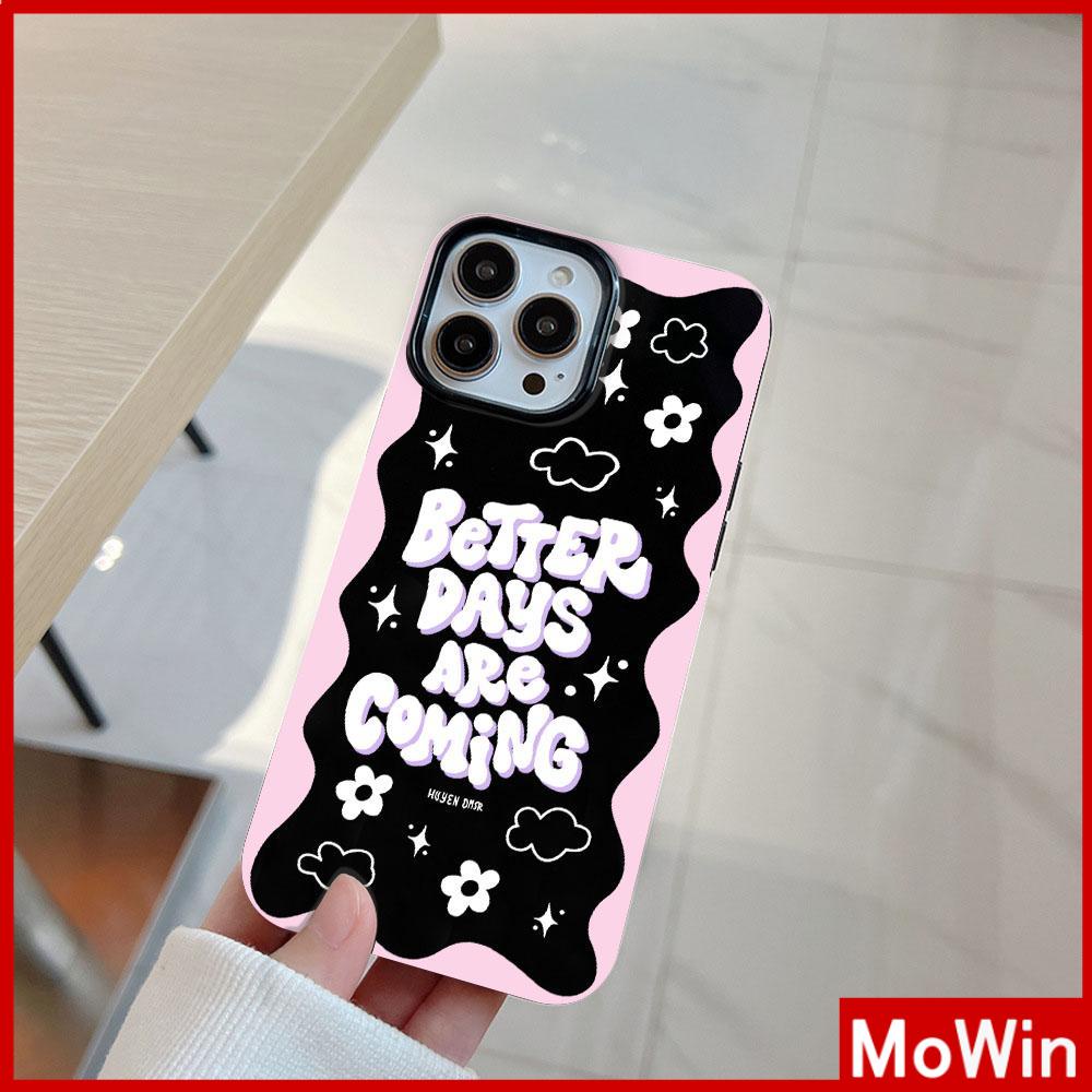 For iPhone 14 Pro Max iPhone Case Black Glossy TPU Soft Case Shockproof Protection Camera Pink Slogan Compatible with iPhone 13 Pro max 12 Pro Max 11 xr xs max 7Plus 8Plus