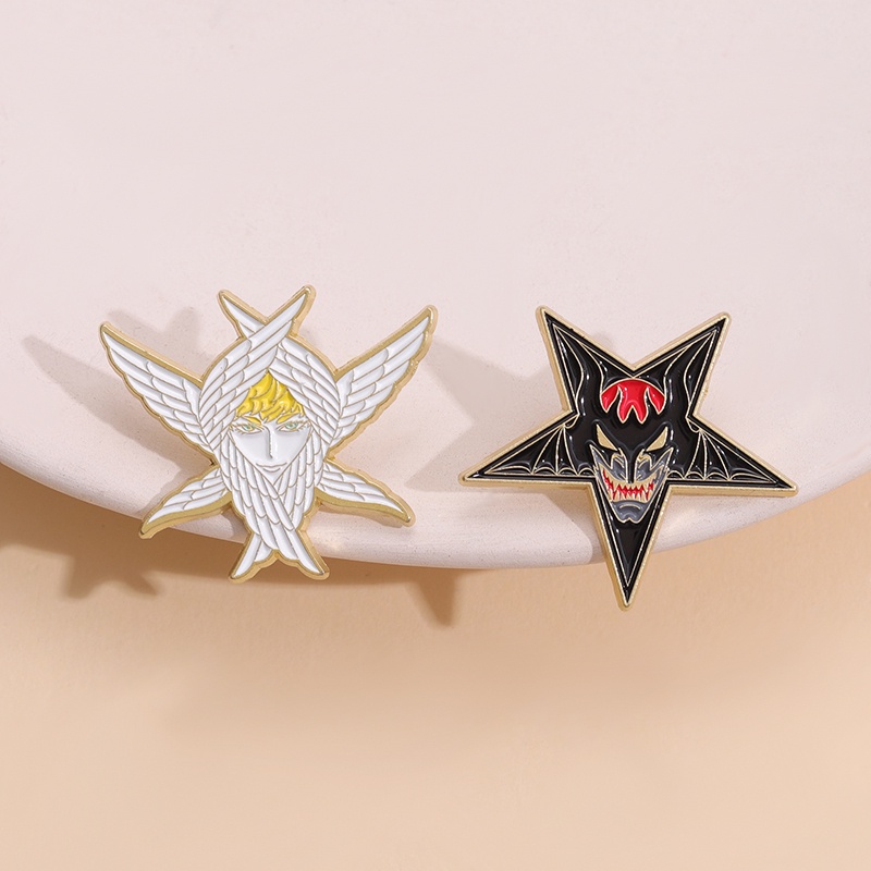 Hitam Putih Bintang Hewan Enamel Pin Anime Lencana Hadiah Untuk Teman Ransel Sweater Perhiasan Custom Kerah Aksesoris Grosir