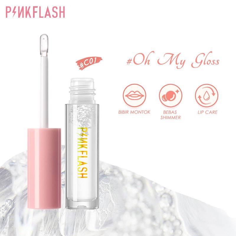 PINKFLASH OhMyGloss Moisturizing Shine and Shimmer Plumping Lip Gloss Care Glasir Bibir L02 [Emperor]