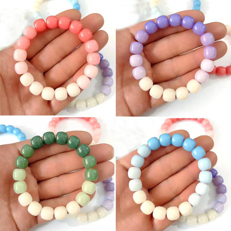 Imitasi Bodhi Gradual Gradual Handstring Dibungkus Jari Lembut Biru Peach Pink Pasangan Versi Siswa Es Permeabel Genggam Alat Tulis Gelang Perempuan