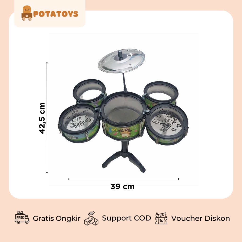 [ Potatoys ] Mainan Anak Drum Set Mini / Mainan Edukasi Alat Musik Drum / Drum Band Set