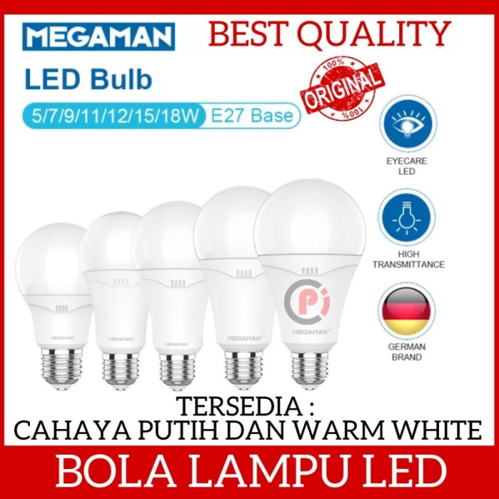 MEGAMAN Bola Lampu Bohlam LED 3 5 7 12 15 18 30 40 Watt Warm White