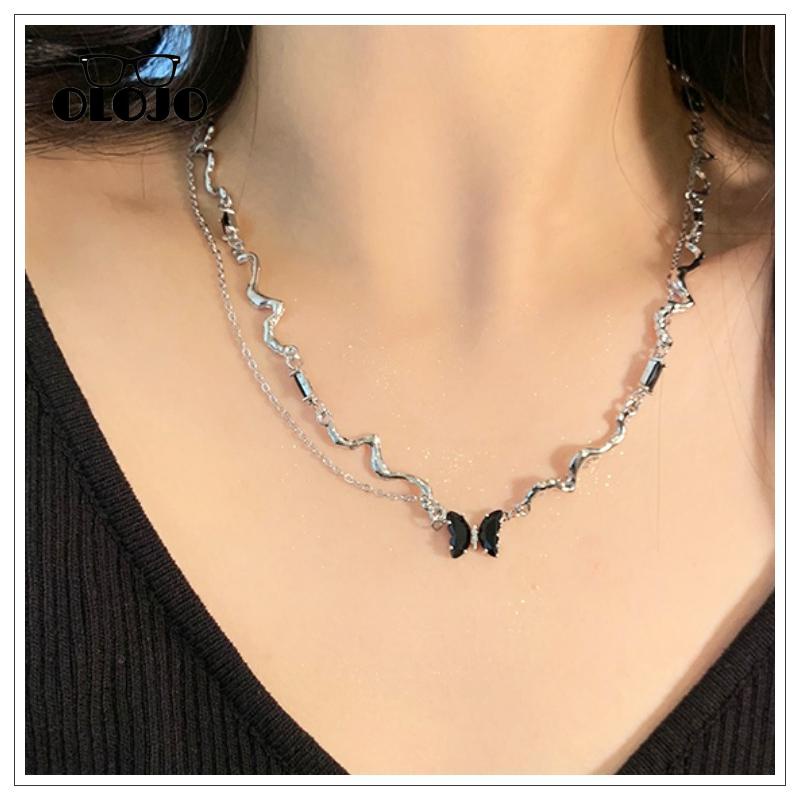 【COD】Kalung Kupu-Kupu Pola Gelombang Perempuan Manis Keren Desain Rantai Tulang Selangka High-end Necklace