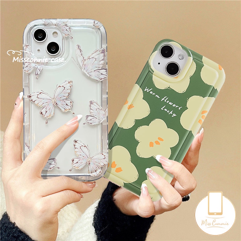 Fresh Flower Case Realme C53 C55 C30 7i C17 9i C35 C25Y C21Y C11 2020 C15 C25 C25s C20 C12 C3 5i 6i 5 5s C1 C2 C33 C11 2021 C20A Cute Romance Butterfly Shockproof Airbag Soft Cover