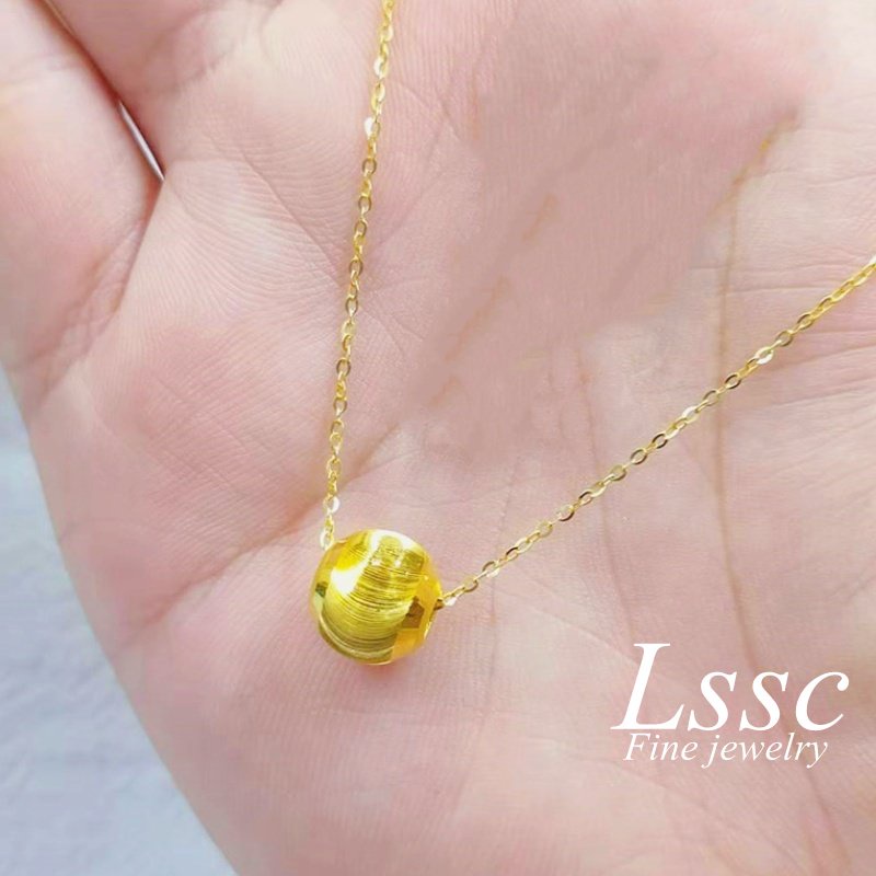 Kalung Titanium Anti Karat Bola Emas 18K Mewah Cantik Korea Aksesoris Wanita Perhiasan Fashion