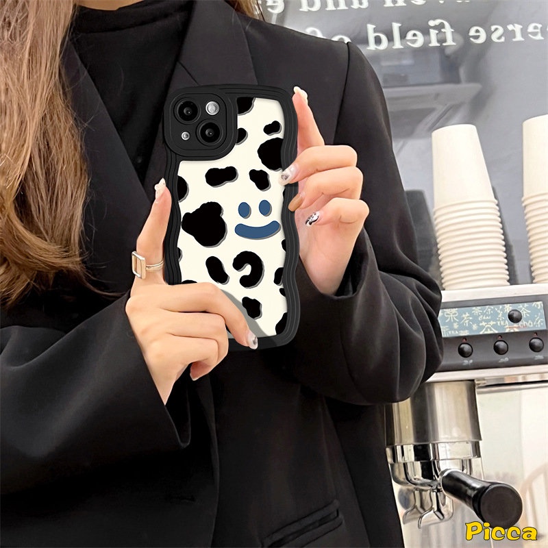 Case Smile Motif Leopard Susu Untuk Infinix Smart5 4 6 Plus Hot12 Pro 20 11s 10s 12i 9 20s 8 10Lite 10 Hot 10 11 9 12 Play Note 10Pro 12 G96 Couple Wavy Edge Soft Tpu Cover